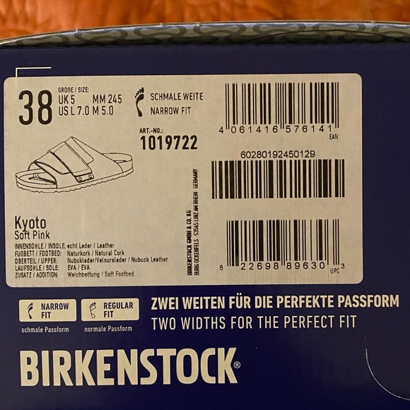 BIRKENSTOCK MADE IN GERMANY SOFT FOOTBED KYOTO UNISEX SZ 38 EU/ 7-7.5 US IN SO… - Picture 8 of 16